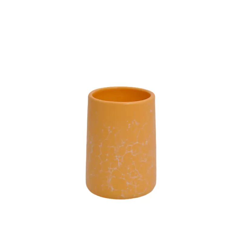 China Matte Warm Orange Crackle Glaze Stoneware Bathroom 5 - Piece Set Suppliers, Exporter