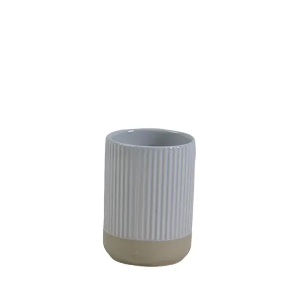 ODM Light Gray & Beige Ribbed - Texture Stoneware Bathroom 6 - Piece Set Manufacturers, Companies