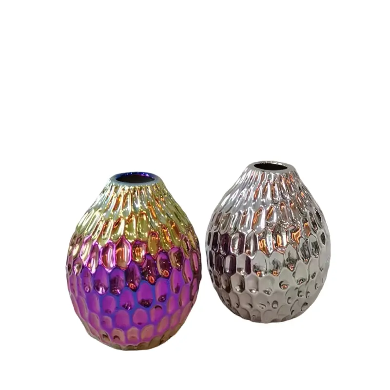 Wholesale Luxury Two-Tone Hammered Titanium-Plated Ceramic Vase Manufacturer, Exporters