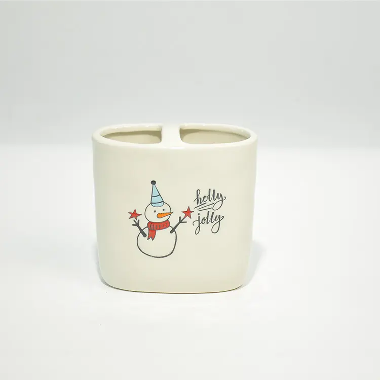 Wholesale Christmas Snowman "Holly Jolly" Ceramic Bathroom 4-Piece Set Supplier, Companies