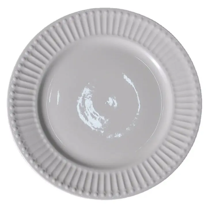 Wholesale Pure White Embossed Striped-Edge Ceramic Dinner Plate Company, Companies