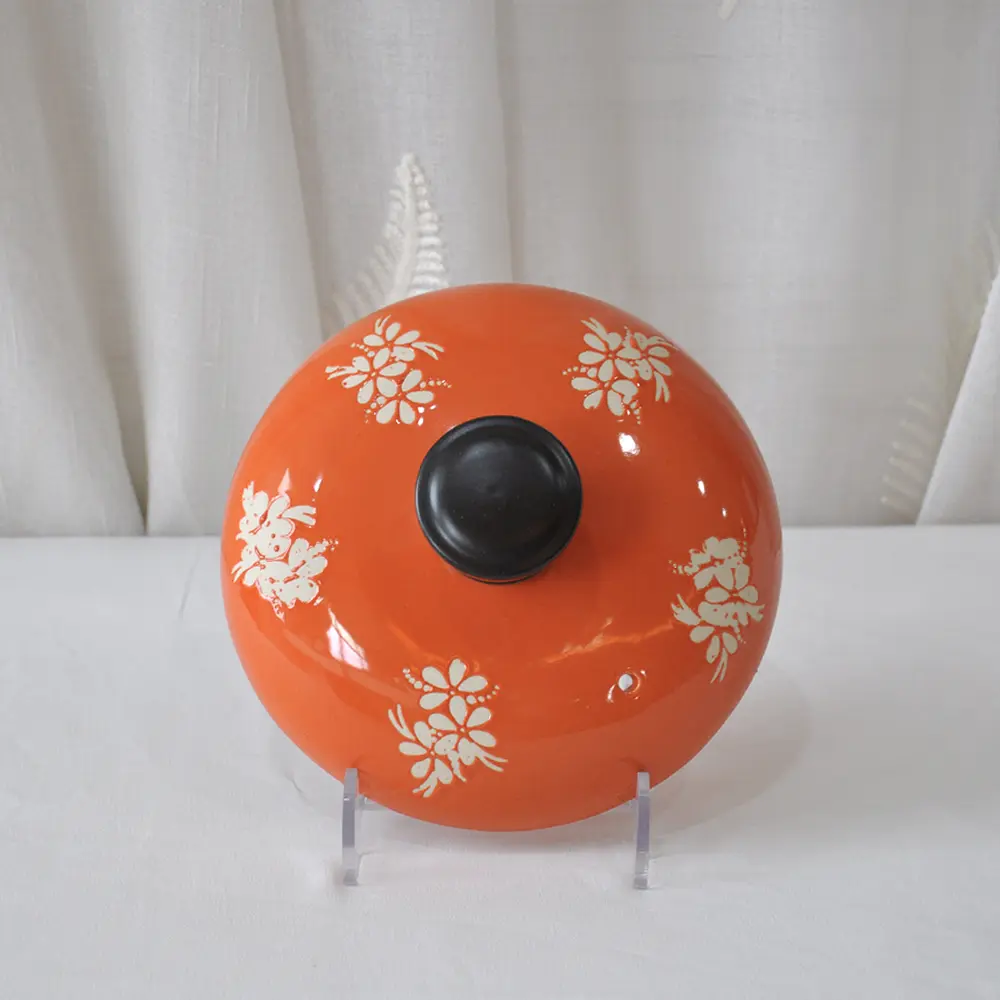 China Black & Orange Contrast Floral Pattern Ceramic Casserole Manufacturer, Factories