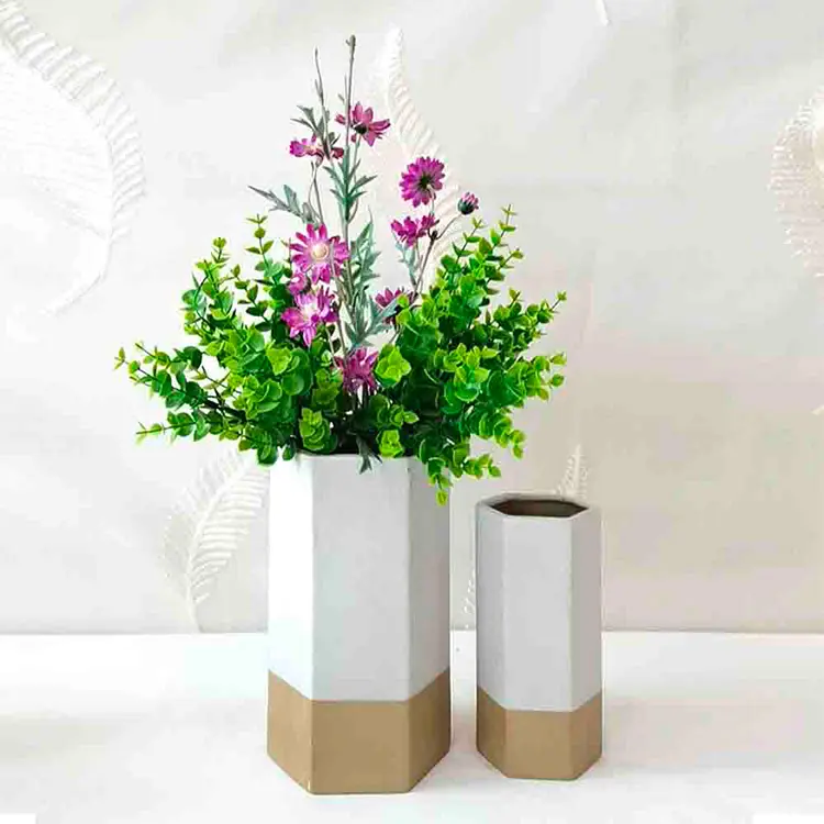 jiashun Nordic Minimalist Two - Tone Hexagonal Stoneware Vase Set Factory, Exporters