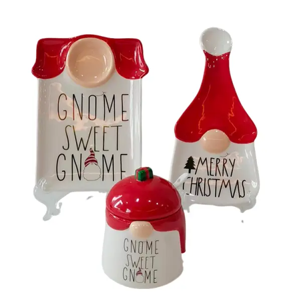 China Christmas Gnome - Themed Dolomite Ceramic 3 - Piece Set Exporter, Company