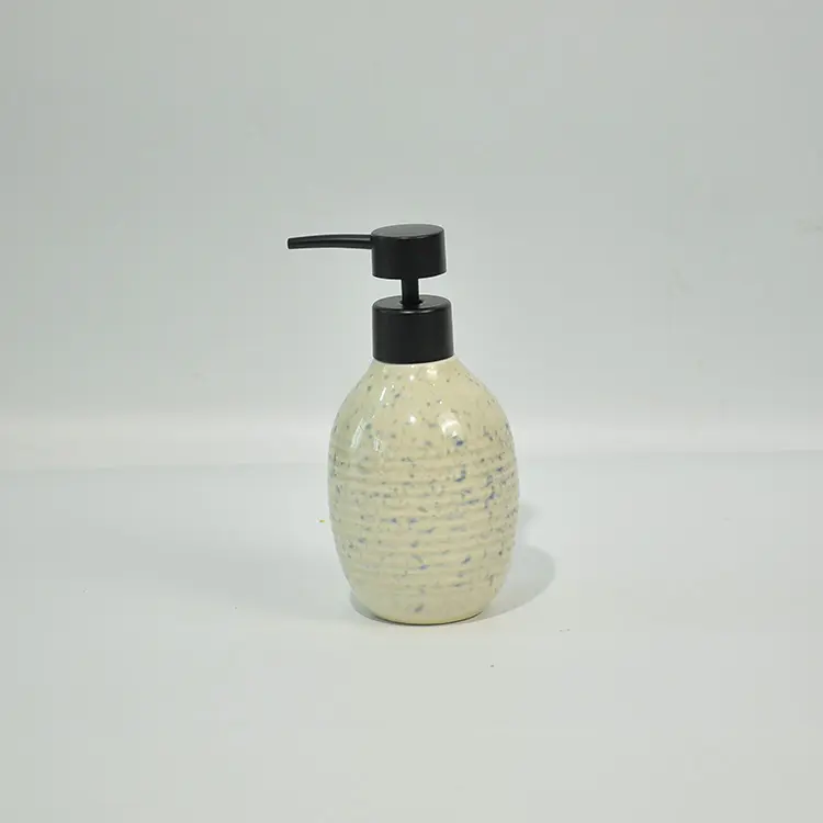 OEM Vintage Cream - Blue Speckled Ribbed Stoneware Bathroom Accessory Set Manufacturers, Suppliers