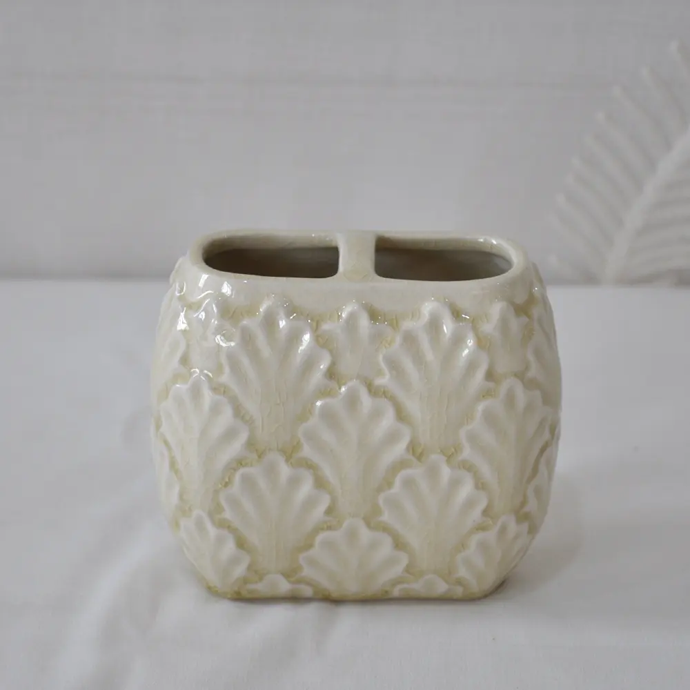 jiashun Pale Yellow Hand-Embossed Fan-Pattern Ceramic Bathroom 5-Piece Set Exporter, Exporters