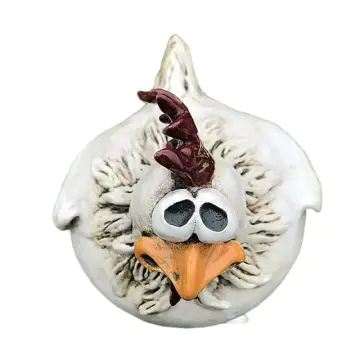 Funny Expression Rooster Resin Decor Set Outdoor Fence Whimsical Ornament
