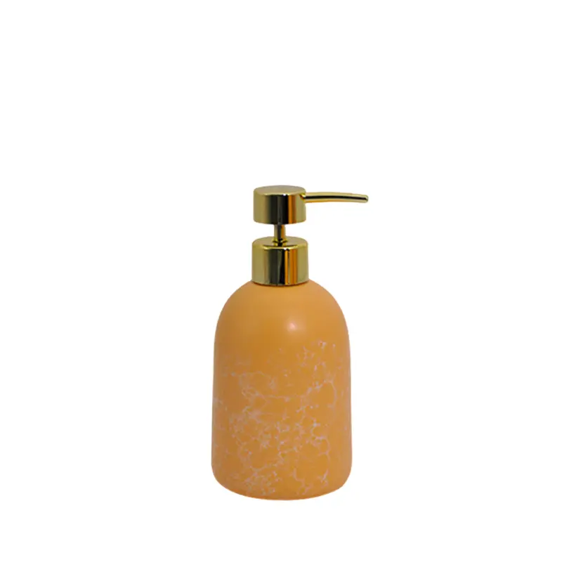 China Matte Warm Orange Crackle Glaze Stoneware Bathroom 5 - Piece Set Suppliers, Exporter