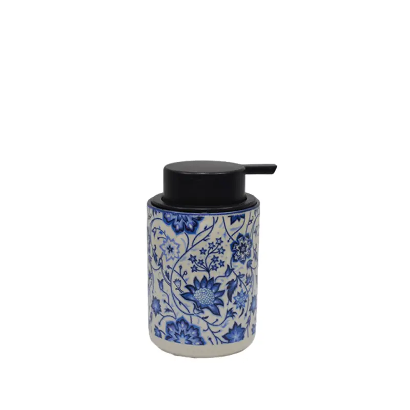 China Blue - White Floral Decaled Glossy Glazed Stoneware Bathroom 5 - Piece Set Manufacturers, Supplier