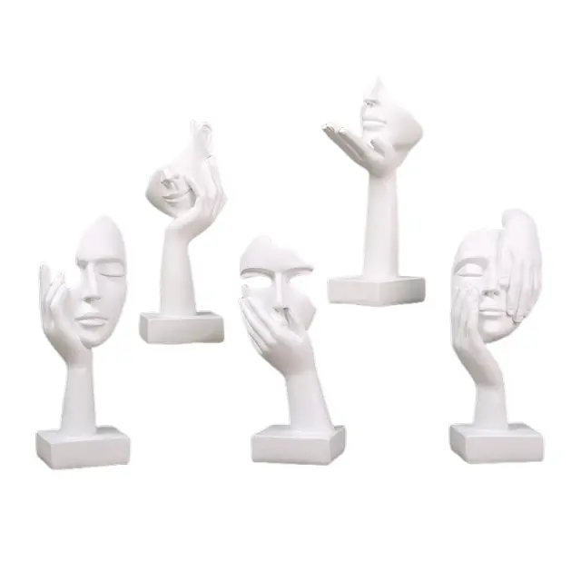 Buy Minimalist White Abstract Face-Hand Resin Art Sculptures Supplier, Companies