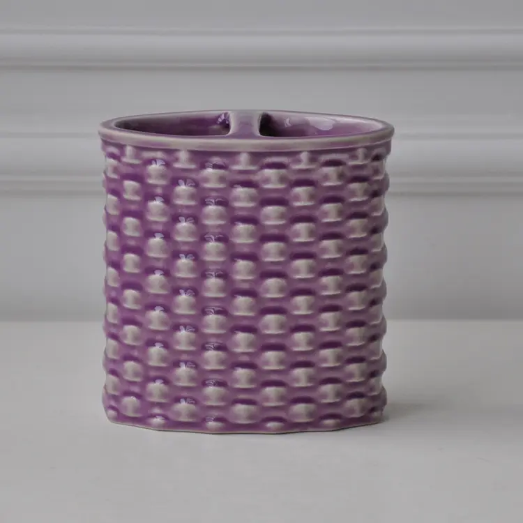China Modern Minimalist Woven - Texture Embossed Purple Ceramic Bathroom Accessory Set Manufacturers, Suppliers
