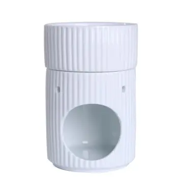 Vertical Striped Hollow-Out Ceramic Aromatherapy Candle Holder Set Black White