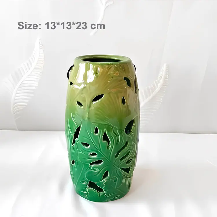 Tropical Leaf Ceramic Candle Holder 1