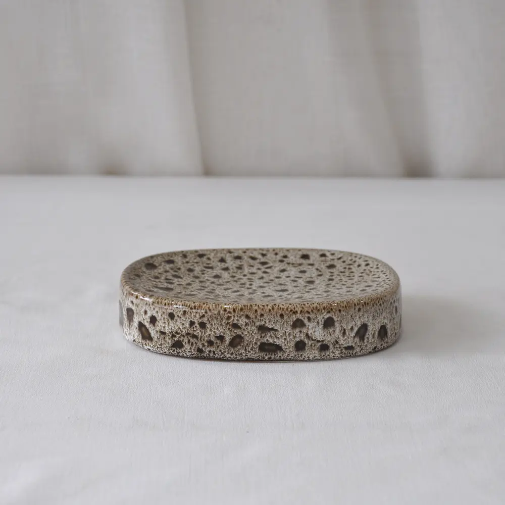 ODM Lava Inspired Speckled Porous Earthy Tone Stoneware Bathroom Set Exporter, Exporters