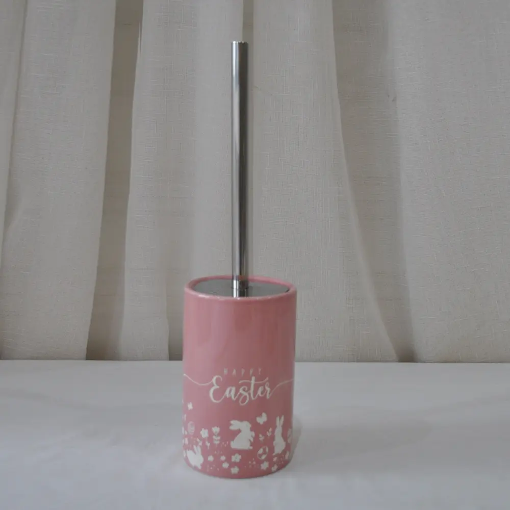Custom Easter-Themed Pink-White Rabbit Printed Dolomite Bathroom Accessory Set Manufacturer, Supplier