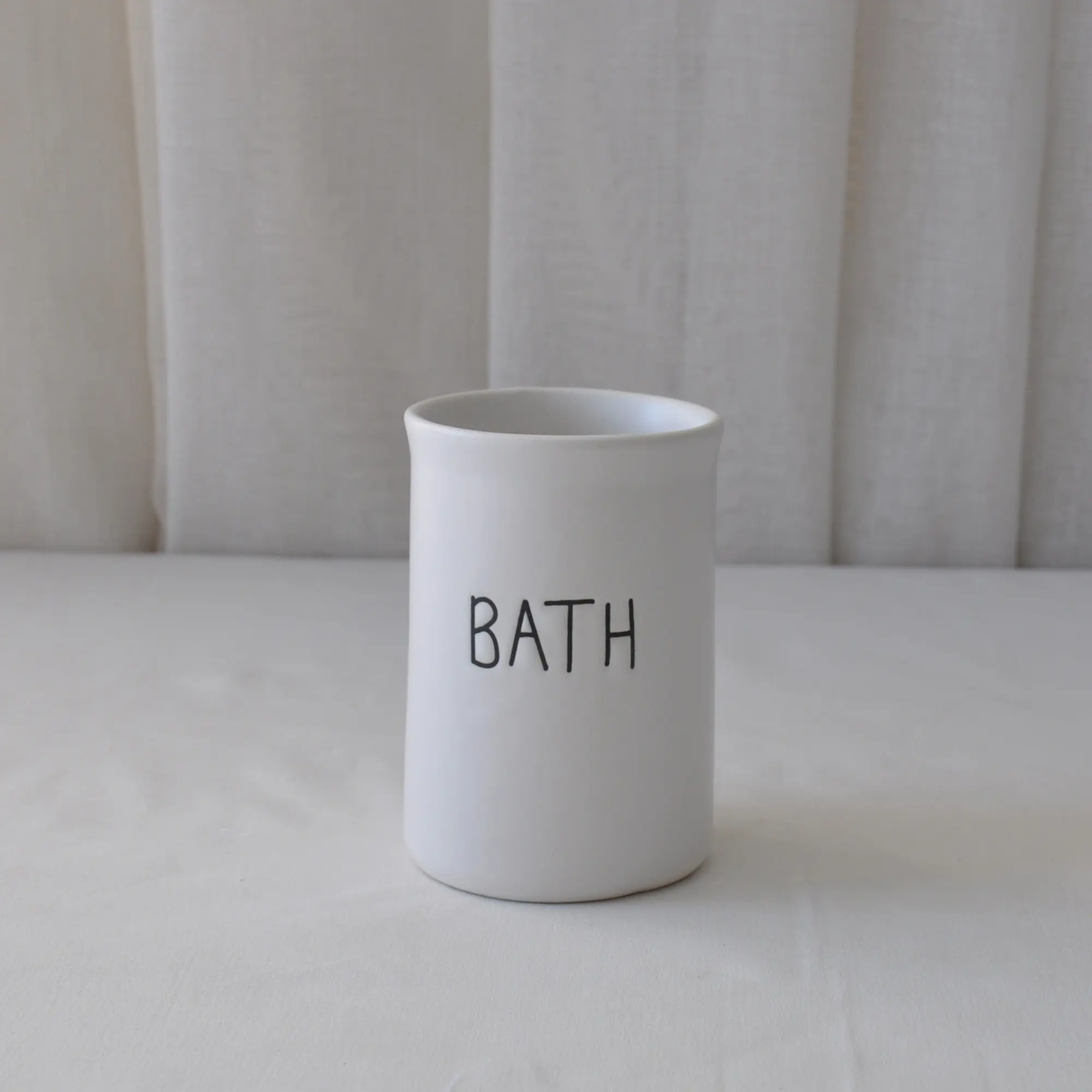 jiashun Minimalist White Stoneware Bathroom Accessory Set with "BATH" Text Exporter, Exporters