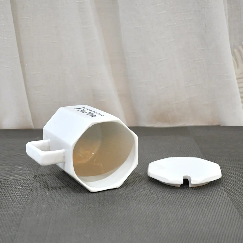 ODM Minimalist Octagonal Ceramic Mug with Lid and Spoon Factories, Exporters