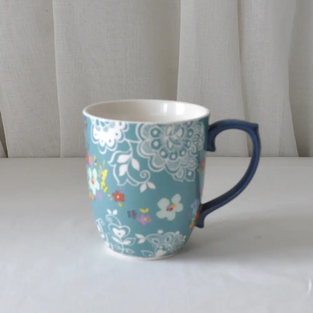 Custom Bohemian Blue - Tone Lace Floral Ceramic Mug Set Company, Companies