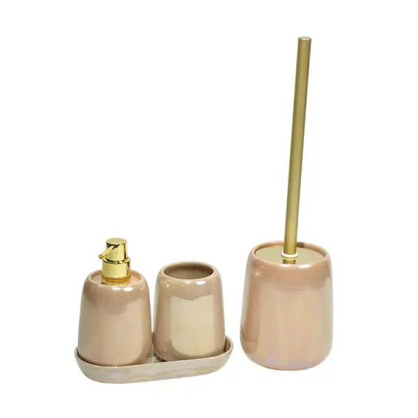 Cheap Modern Luxury Blush Pink Stoneware Bathroom Accessory Set Manufacturers, Company