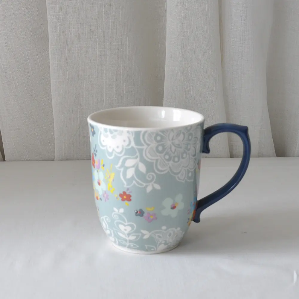 Custom Bohemian Blue - Tone Lace Floral Ceramic Mug Set Company, Companies