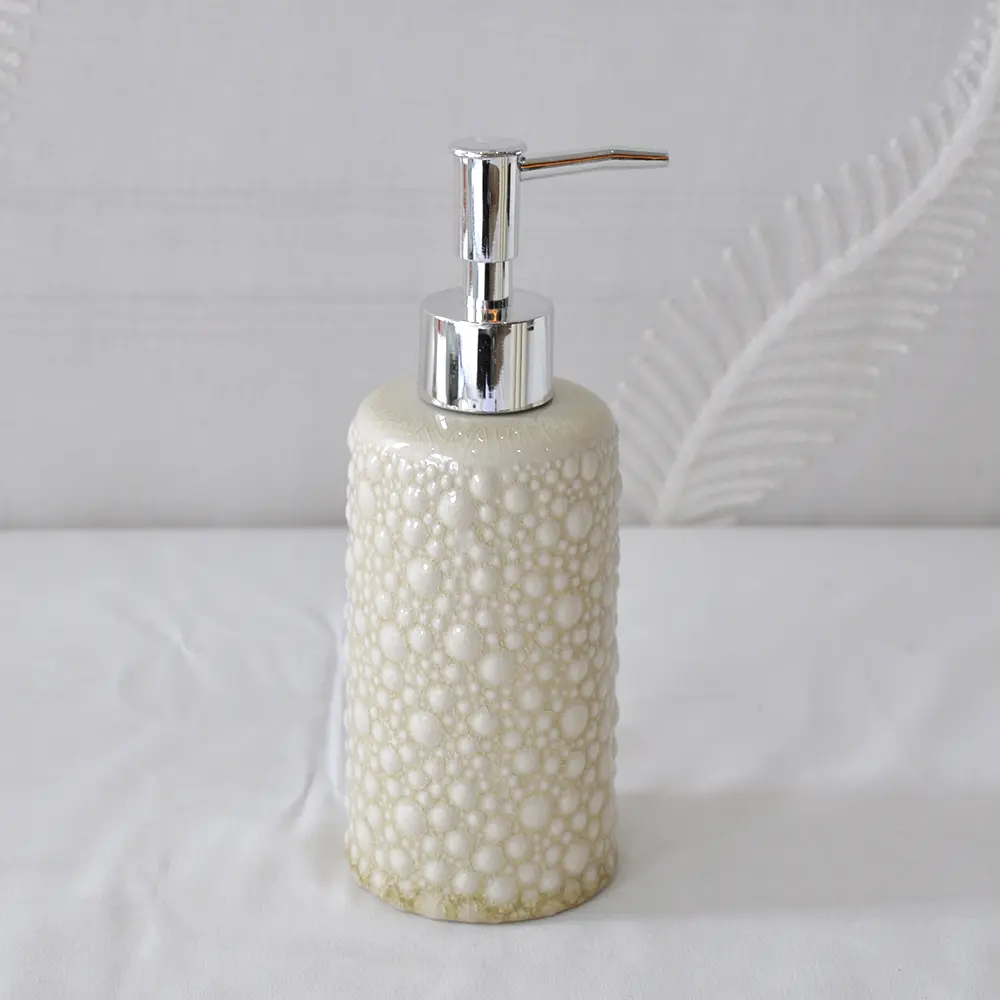 Custom Pale Yellow Bubbled-Texture Ceramic Bathroom 5-Piece Set Supplier, Companies