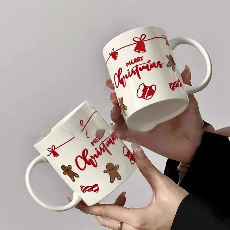 Buy Red White Christmas Elements Hand-Painted Ceramic Mug Factories, Exporters