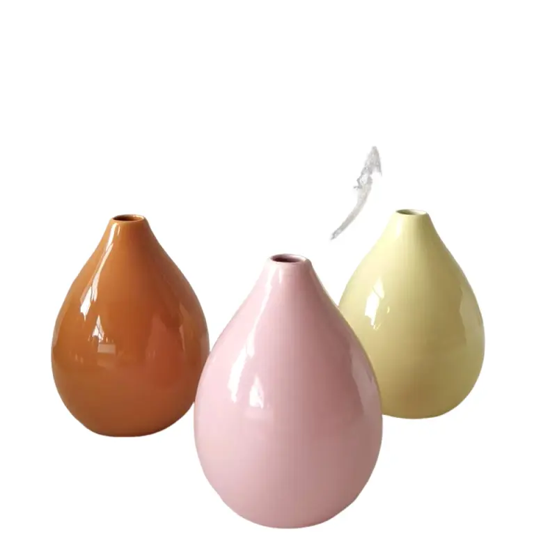 Buy Macaron Color Teardrop-Shaped Glossy Ceramic Vase Set Factories, Company
