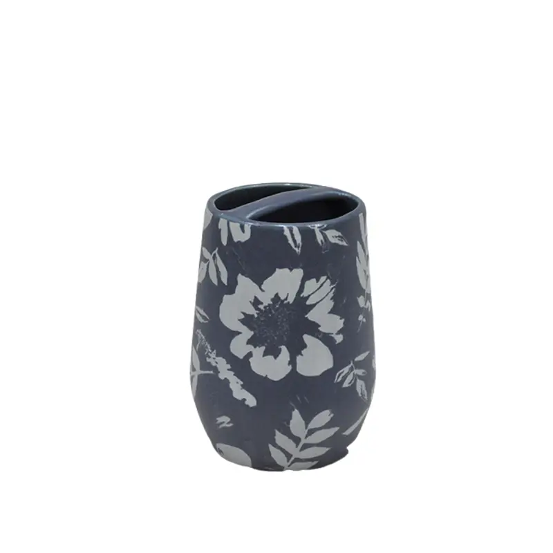 Discount Smoky Gray & White Floral Stoneware Bathroom 5 - Piece Set Factory, Product