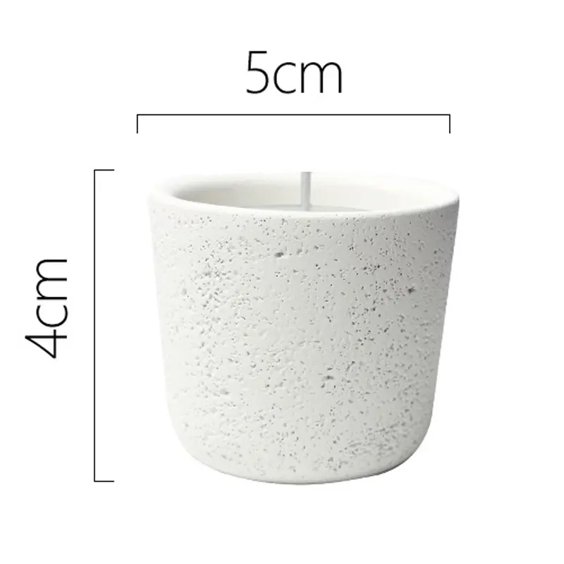 Macaron Color Rough Texture Cement Aromatherapy Candle Cup - 3