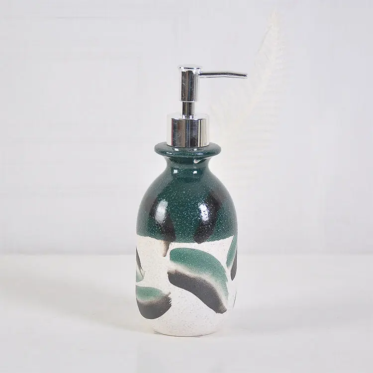 Buy Artistic Hand - Painted White - Green Brushstroke Ceramic Bathroom Accessory Set Manufacturer, Suppliers