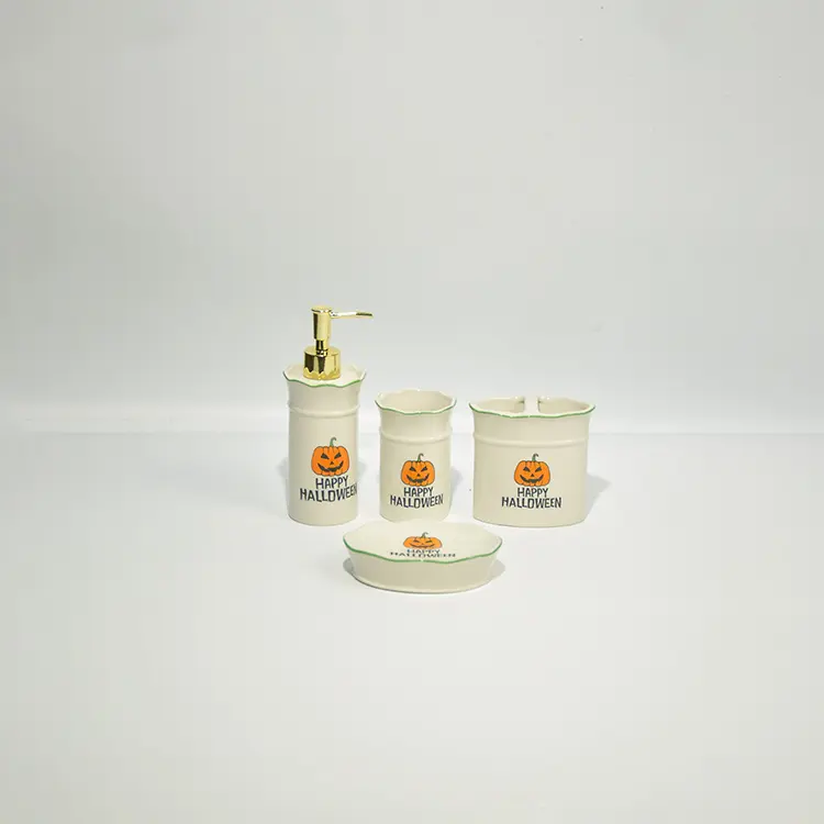 China Harvest Festival White Ceramic 4-Piece Bathroom Set Manufacturer, Supplier