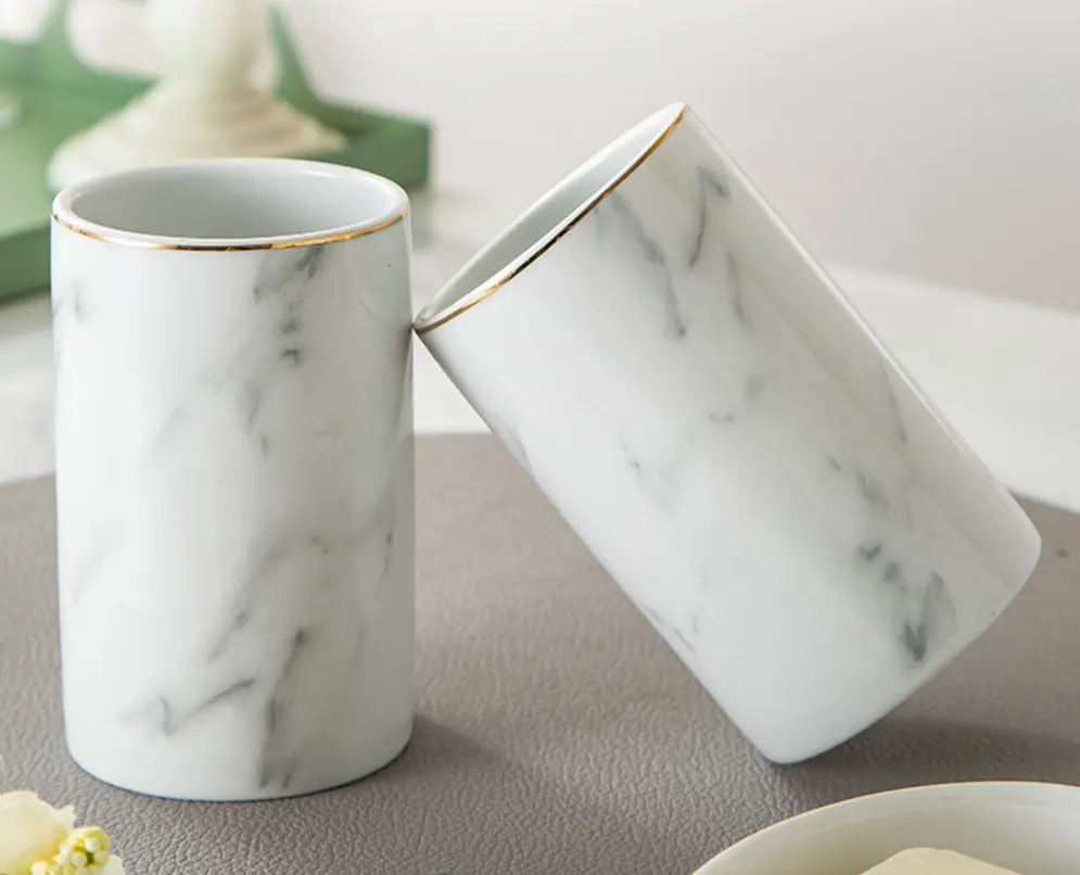 Cheap Luxury Marble-Patterned Ceramic Bathroom 4-Piece Set Factory, Companies