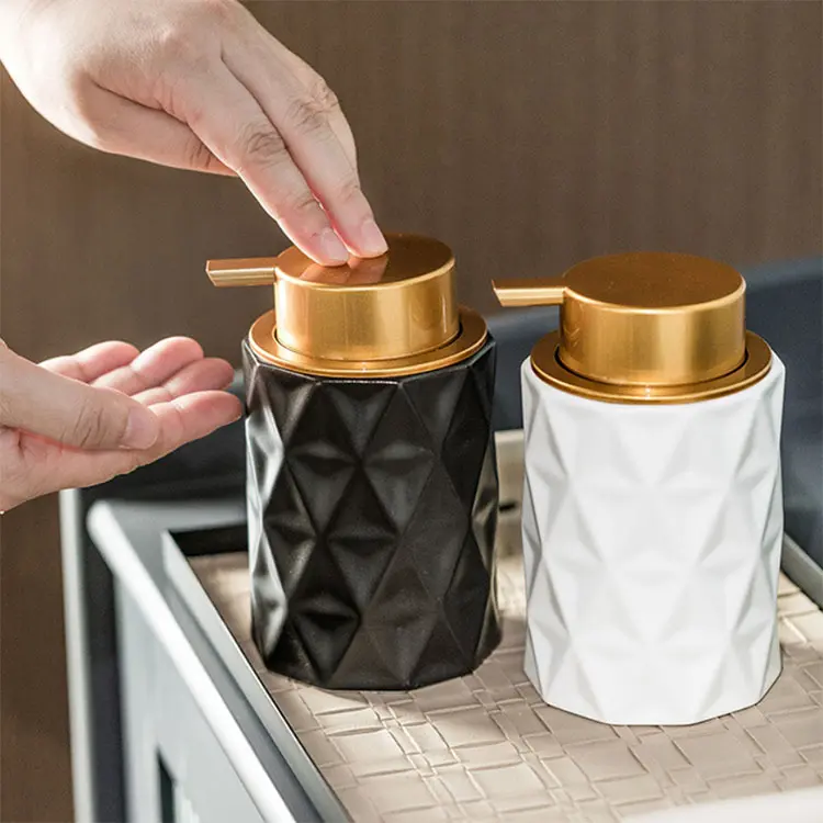 OEM Multicolor Rhombus Embossed Ceramic Soap Dispenser Manufacturer, Product