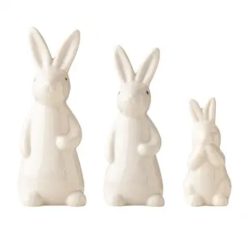 Minimalist White Ceramic Rabbit Decor Set 3 Sizes Home Tabletop Ornament
