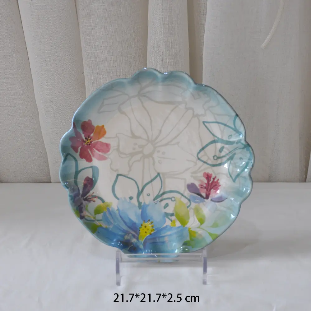 Watercolor Floral Ceramic Plate