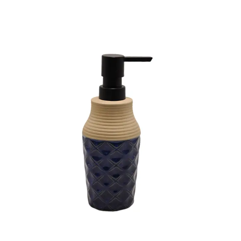 jiashun Navy Blue Embossed Stoneware Bathroom 5 - Piece Set Manufacturer, Exporter