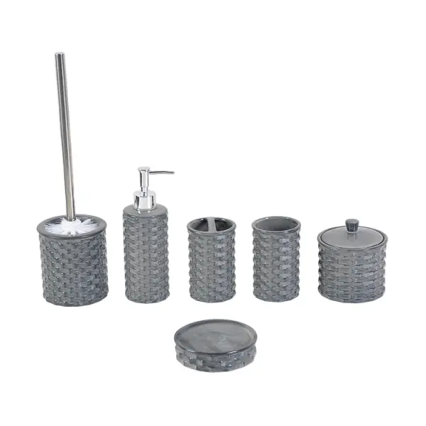 Cheap Modern Minimalist Gray Woven - Textured Embossed Ceramic Bathroom Accessory Set Supplier, Products