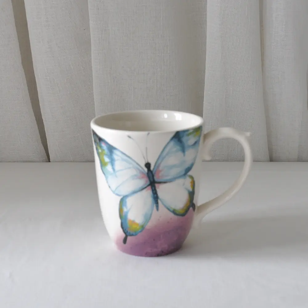 Cheap Watercolor - Style Hand - Painted Colorful Butterfly Ceramic Mug Manufacturer, Exporter