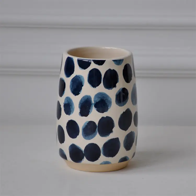 Cheap Artistic Hand - Painted Blue - White Polka Dot Ceramic Bathroom Accessory Set Company, Companies