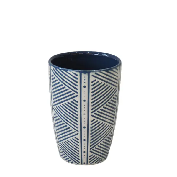 Wholesale Blue & White Geometric - Patterned Ceramic Bathroom 5 - Piece Set Company, Companies