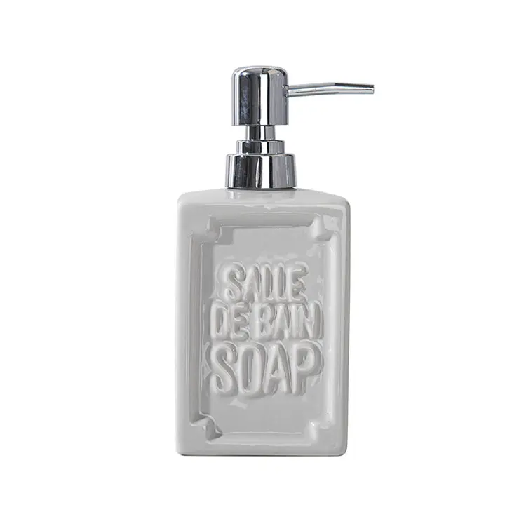 Discount Stone Texture Embossed Letter Ceramic Lotion Dispenser Supplier, Factories