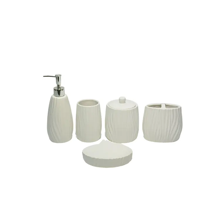 jiashun Modern Minimalist White Ripple-Textured Stoneware Bathroom Accessory Set Manufacturer, Manufacturers