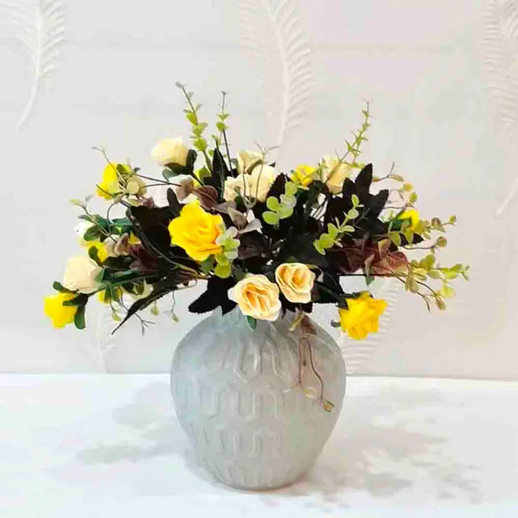 Buy Nordic Minimalist Geometric - Embossed Stoneware Vase Set Exporter, Exporters