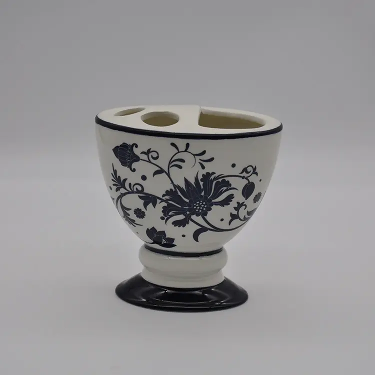 Cheap European Blue & White Floral Ceramic Bathroom 4-Piece Set Manufacturers, Exporter