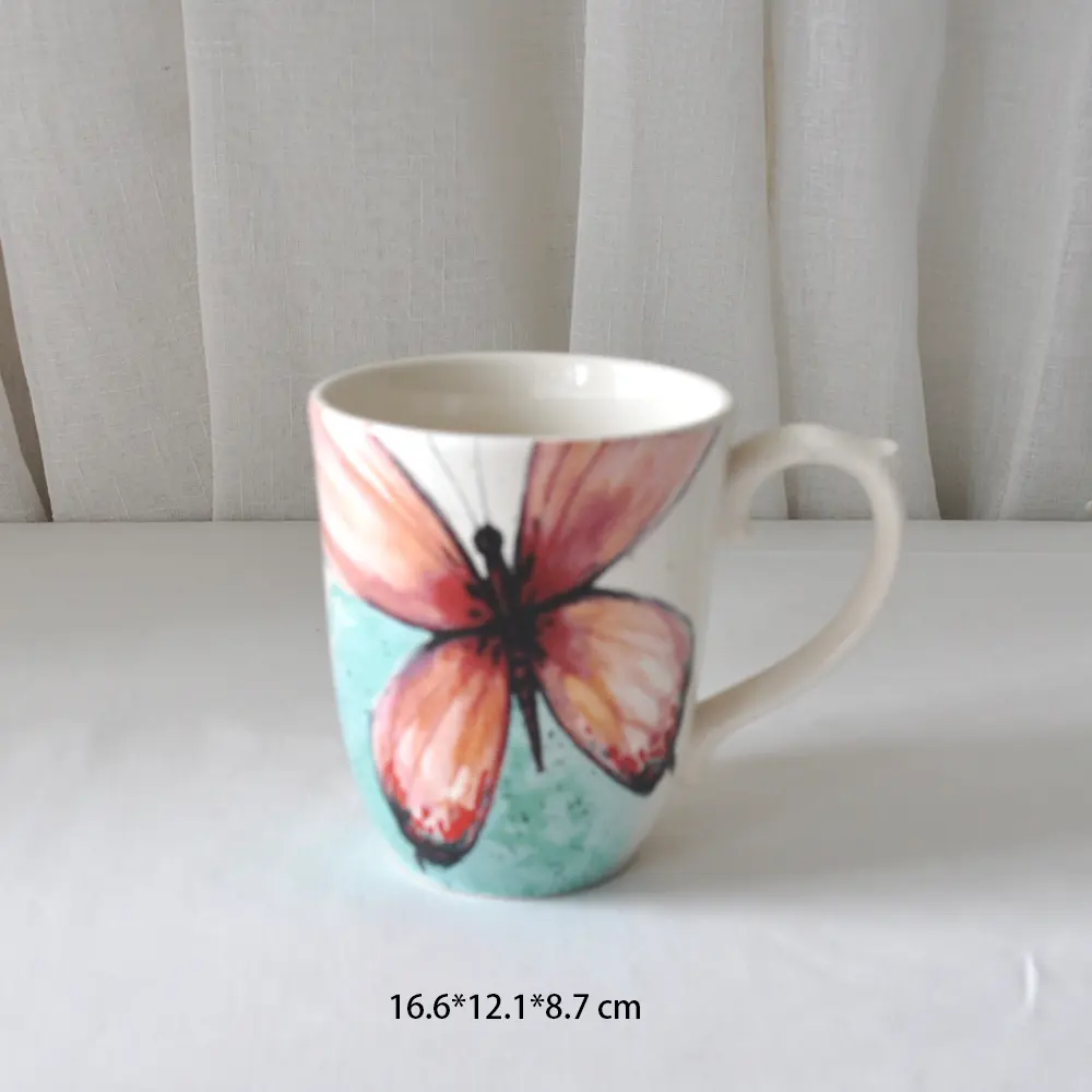 Colorful Butterfly Ceramic Mug Detail 1