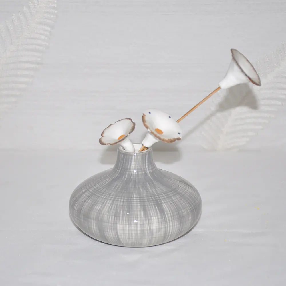 Discount Modern Minimalist Grey  White Line Patterned Ceramic Vase Set Factories, Companies