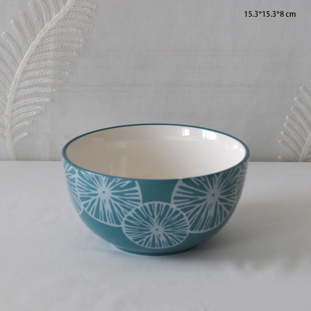 Modern Minimalist Teal Ceramic Bowl
