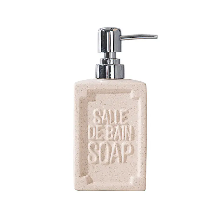 Discount Stone Texture Embossed Letter Ceramic Lotion Dispenser Supplier, Factories