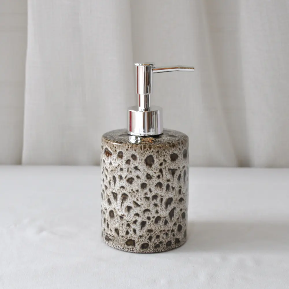 ODM Lava Inspired Speckled Porous Earthy Tone Stoneware Bathroom Set Exporter, Exporters