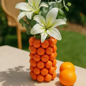 Ins Style 3D Realistic Orange Ceramic Vase 20x20x31cm Creative Home Tabletop